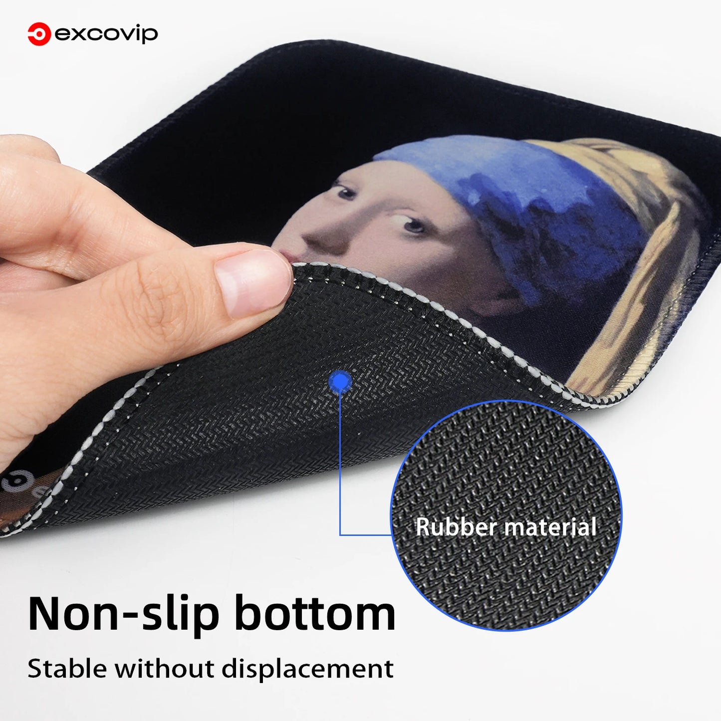 EXCO Mini Famous Painting Mouse Pad Office Small Mouse with Stitched Edge Non-Slip Rubber Base for Home Laptop Computer Portable