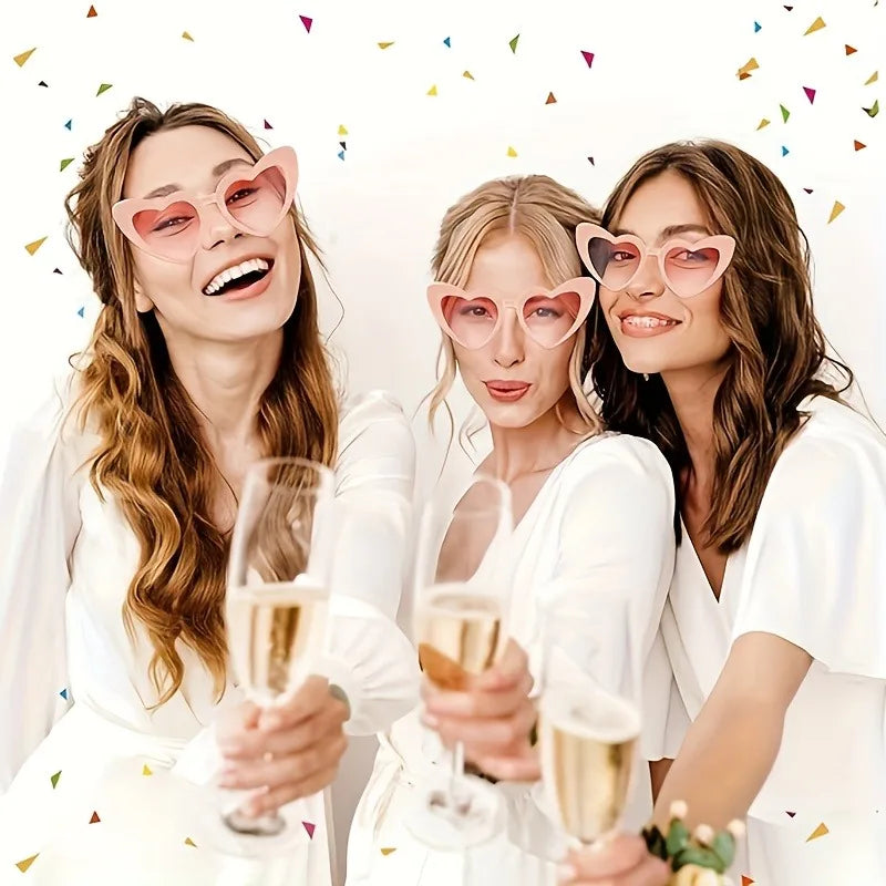 12 Piece Set of Pink Heart-shaped Glasses Suitable for Women Retro Retro Glasses with Heart-shaped Design Perfect for Parties