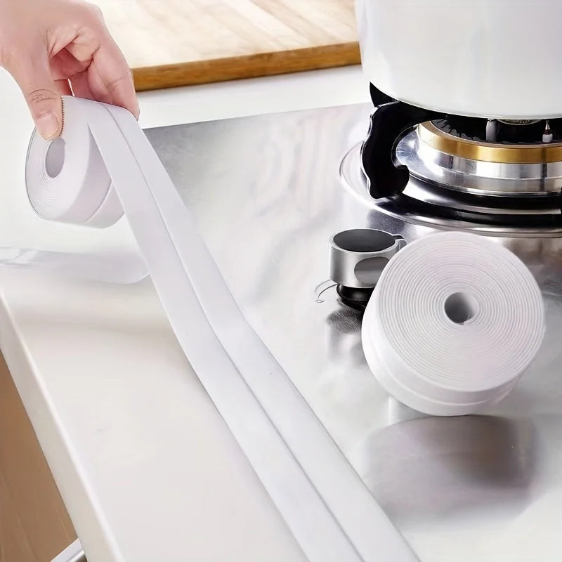 1roll White Stain Resistant PVC Waterproof Caulk Tape for Bathroom and Toilet, Self-Adhesive Sealant Strip for Wall, Sink, Floor