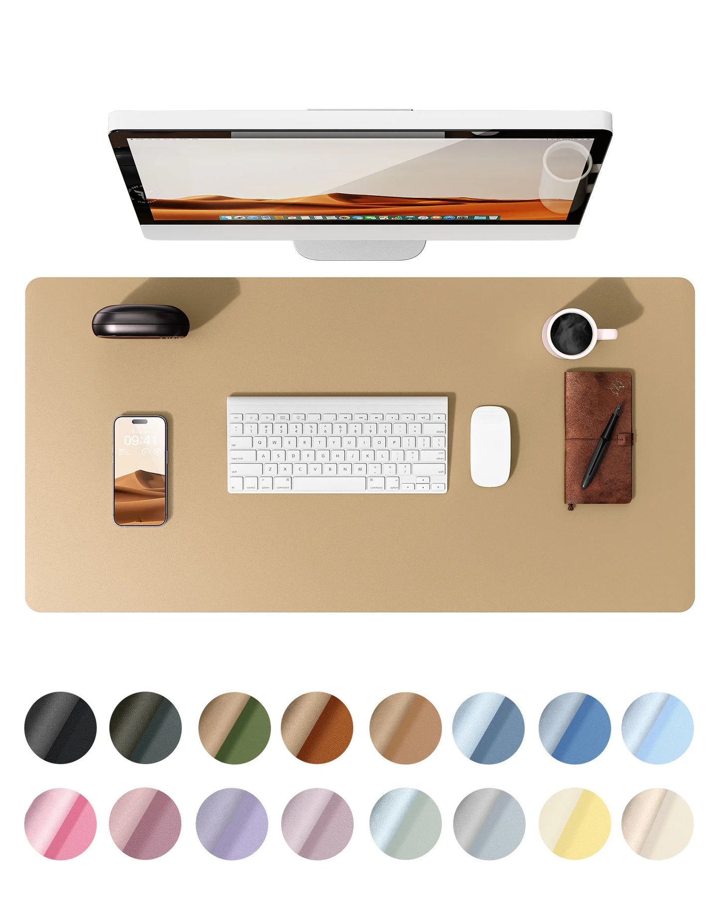 Large Size Leather Desk Pad Protector, Office Desk Mat, Large Mouse Pad, Non-Slip PU Leather Desk Blotter, Laptop Desk Pad
