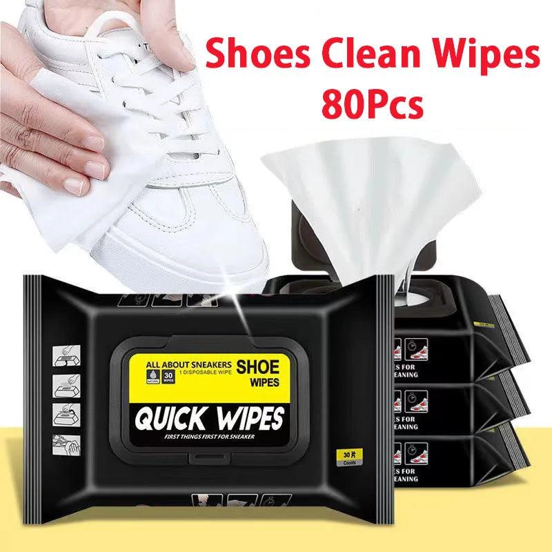12/30/80pcs Disposable Shoe Wipes Portable Shoe Cleaner Travel Sneaker Wet Wipes