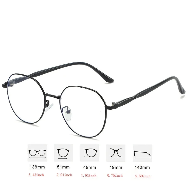 2pcs Men's and Women's Minimalist Full Frame Oval Anti Blue Light Glasses