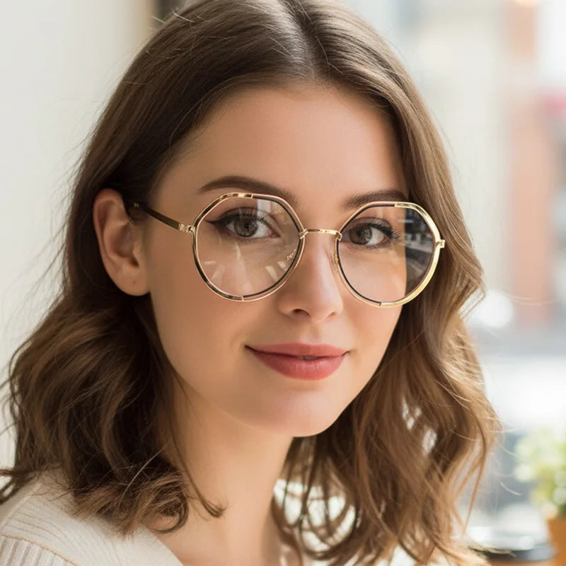 JNPCXI Round Eyeglasses Retro Trendy Lightweight Frame Comfortable Wear Glasses Women