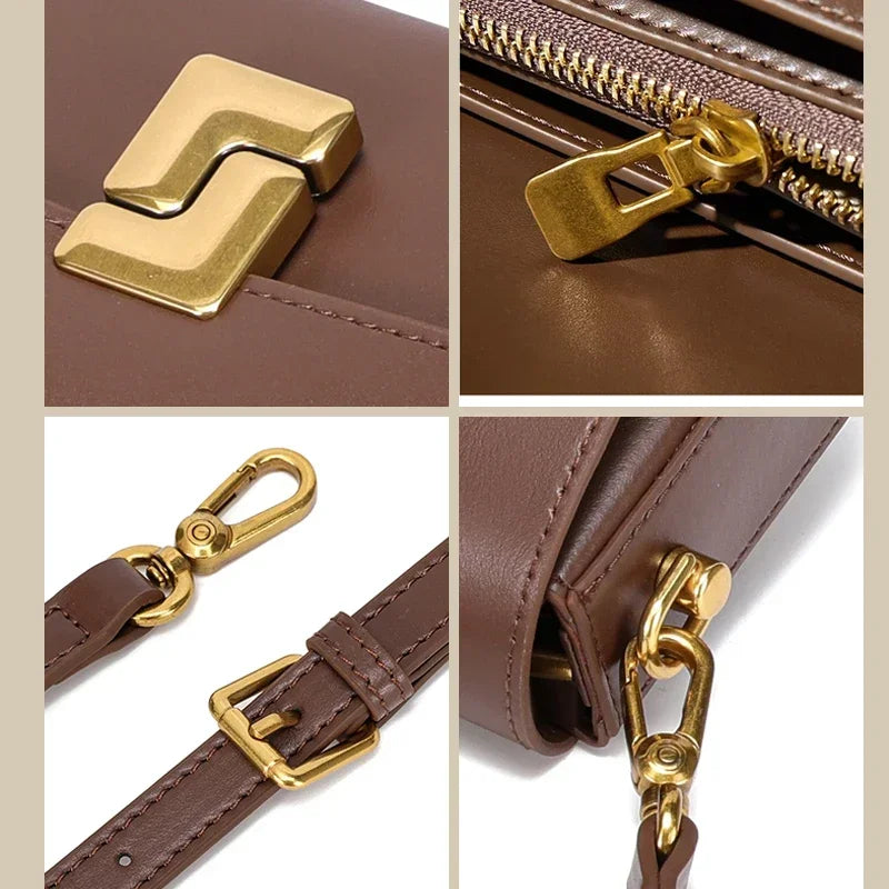 Women’s Split Leather Shoulder Bag Trend Brand Small Square Bags Luxury Designer Handbag Messenger bag for Female