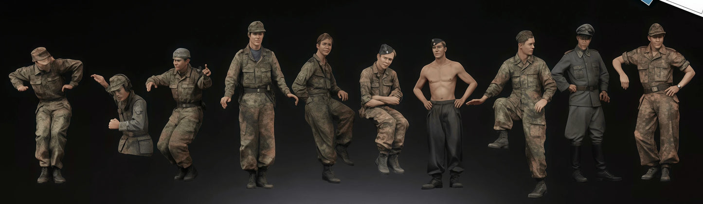 1: 35 Casting Resin Model Kit, Gk, 10 Members of Tiger Tank Resin Grey Assembled Model, Unpainted