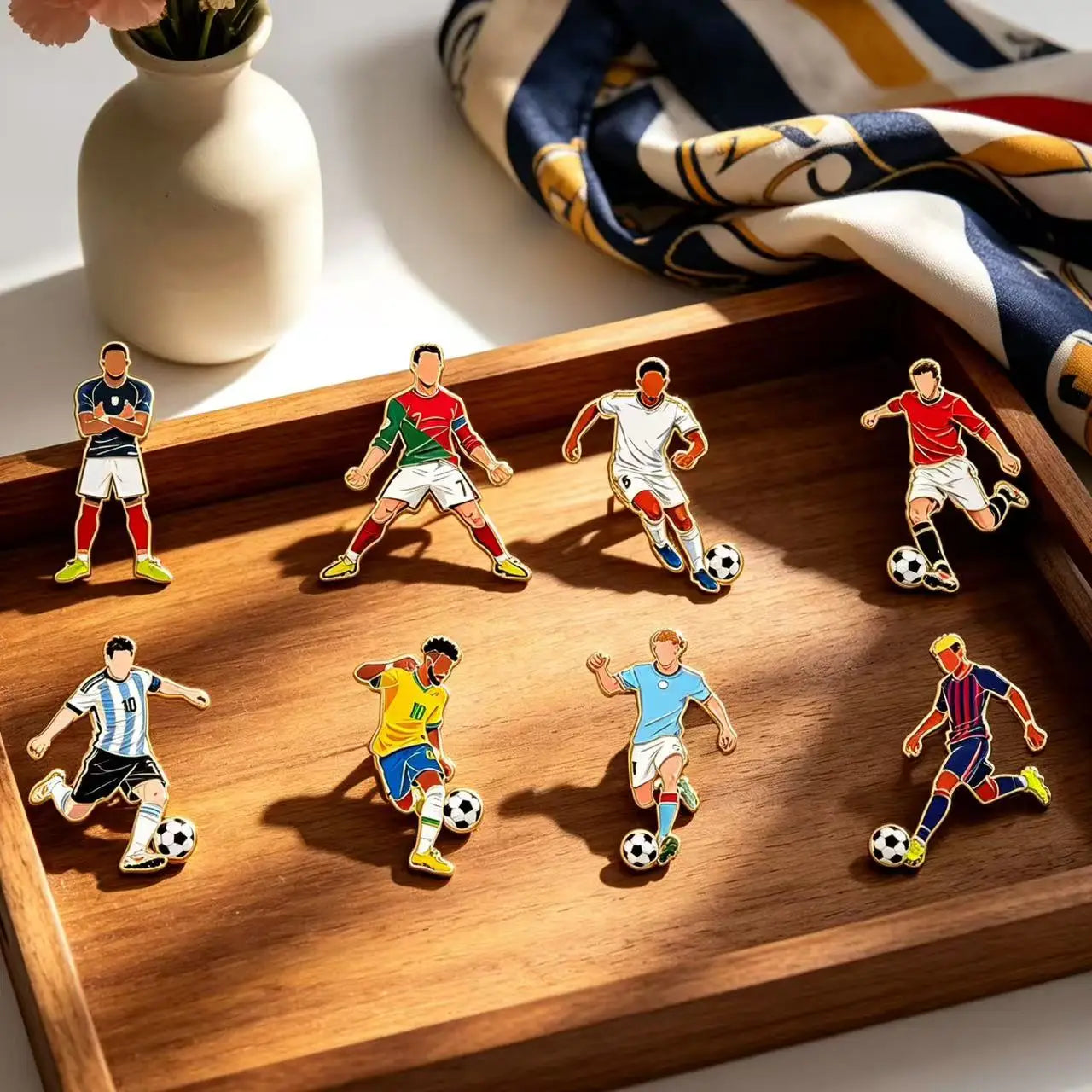 4/8 PCS 7th Football Player Enamel Brooch Goalkeeper Creative Design Sport Metal Badge Clothe Punk Lapel Pin Jewelry Friend Gift