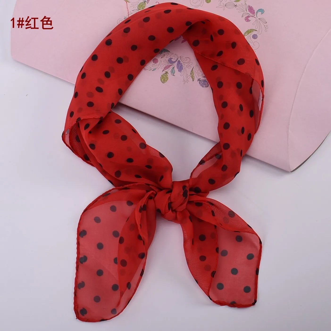 Spring/Summer Season 65 * 65 Elegant Retro Dot Small Square Scarf Lightweight and Soft Chiffon Scarf Soft and Breathable