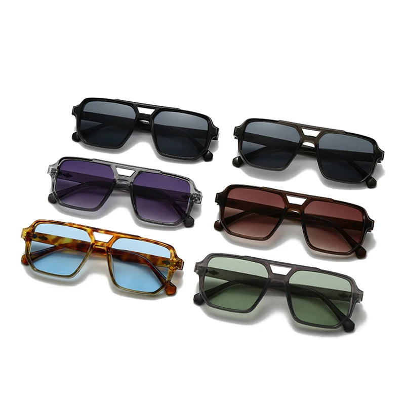 JNPCXI Ins Popular Fashion Square Sunglasses Men Gradient Shades UV400 Vintage Rivets Women Trending Blue Green Sun Glasses