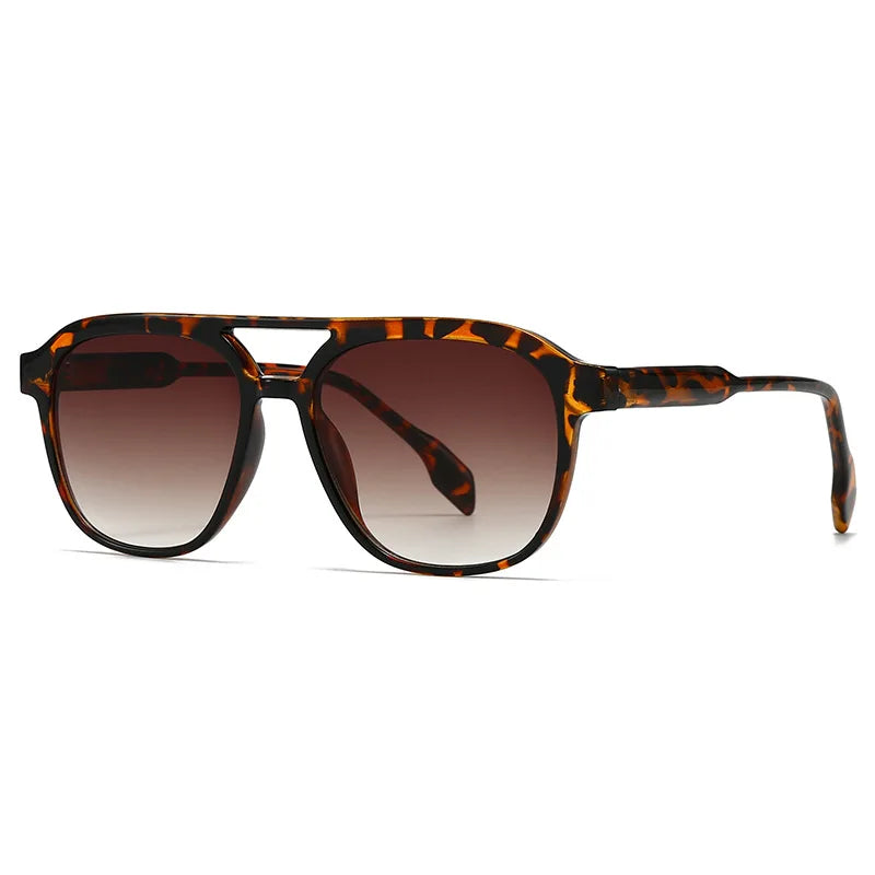 JNPCXI Fashion Double Bridges Square Men Luxury Sunglasses Retro Women Tea Gradient Shades UV400 Sun Glasses