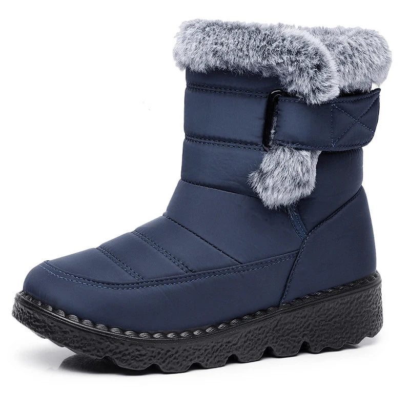2026 Anti Slip Waterproof Snow Boots Women Faux Fur Platform Winter Ankle Boots Woman Plus Size 43 Thick Plush Cotton Booties