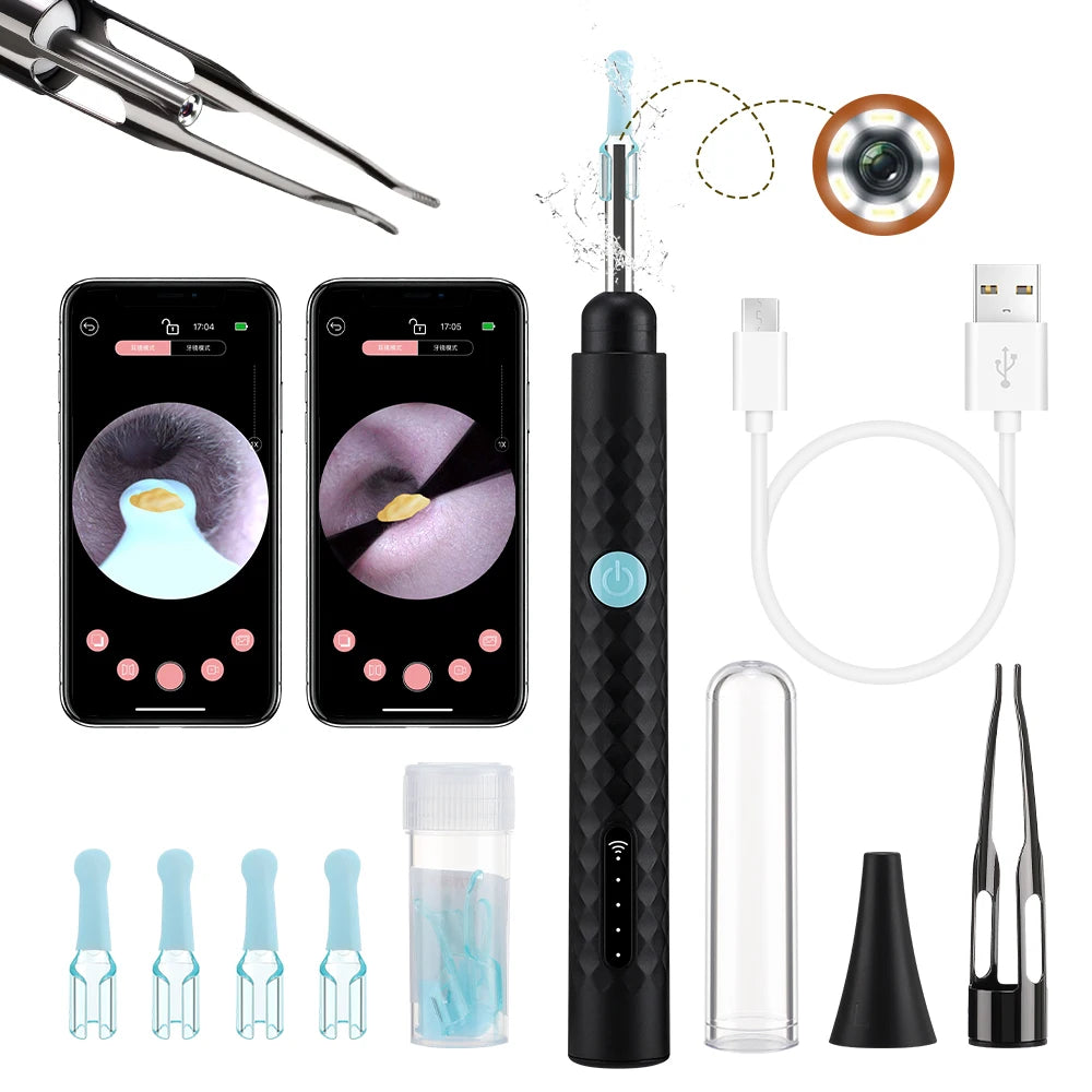 Smart Visual Ear Camera Set HD1080P 3.5MM WIFI Ear Pick Ear Cleaner Endoscope With Tweezers Ear Wax Removal Tool Ear Spoon Case