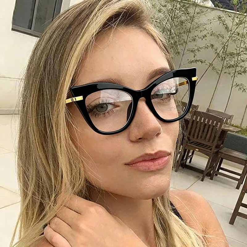JNPCXI New Cat Eye Double Color Sunglasses Women Fashion Gradient Shades UV400 Eyeglass Frame Men