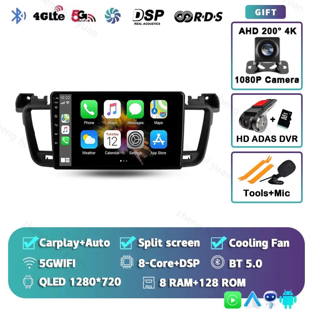 For Peugeot 508 2011 - 2018 Android 15 12+256GB CarPlay Auto Car Radio Multimedia Video Player GPS stereo Head Unit 4G WIFI