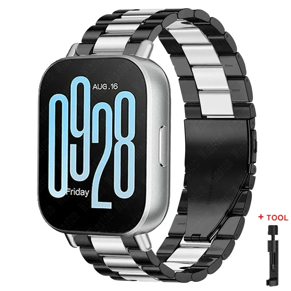 22mm Black Silver Bracelet Strap Redmi Watch 5/5 Lite 3 Active/3 Lite Wristband