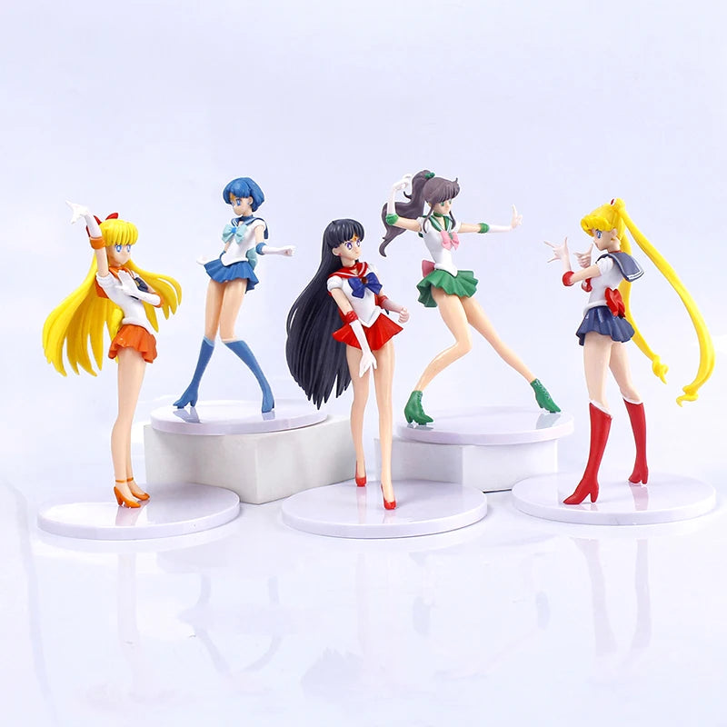 5pcs-Set Sailor Moon Mizuno Ami Tsukino Hino Rei Aino Minako Action Figure Model