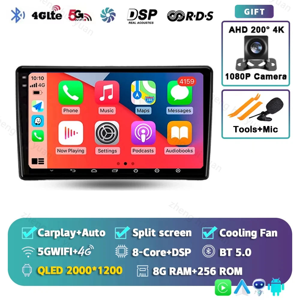 Android 14 For Nissan Navara D40 2004 - 2010 2K QLED CarPlay Auto Car Radio Multimedia Video Player GPS stereo Head Unit 4G WIFI