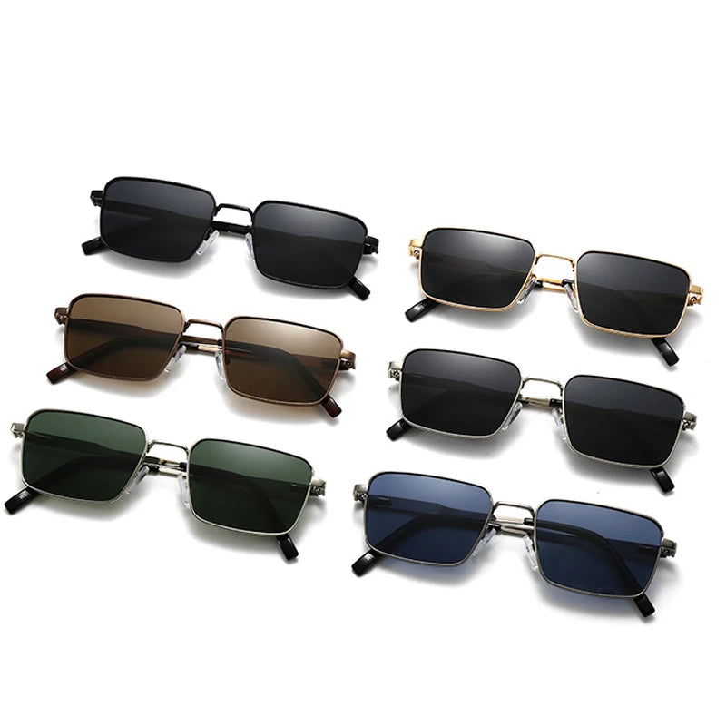 JNPCXI Polarized Fashion Rectangle Sunglasses Women Retro Tea Tea Rivets Men Punk Sun Glasses Shades UV400
