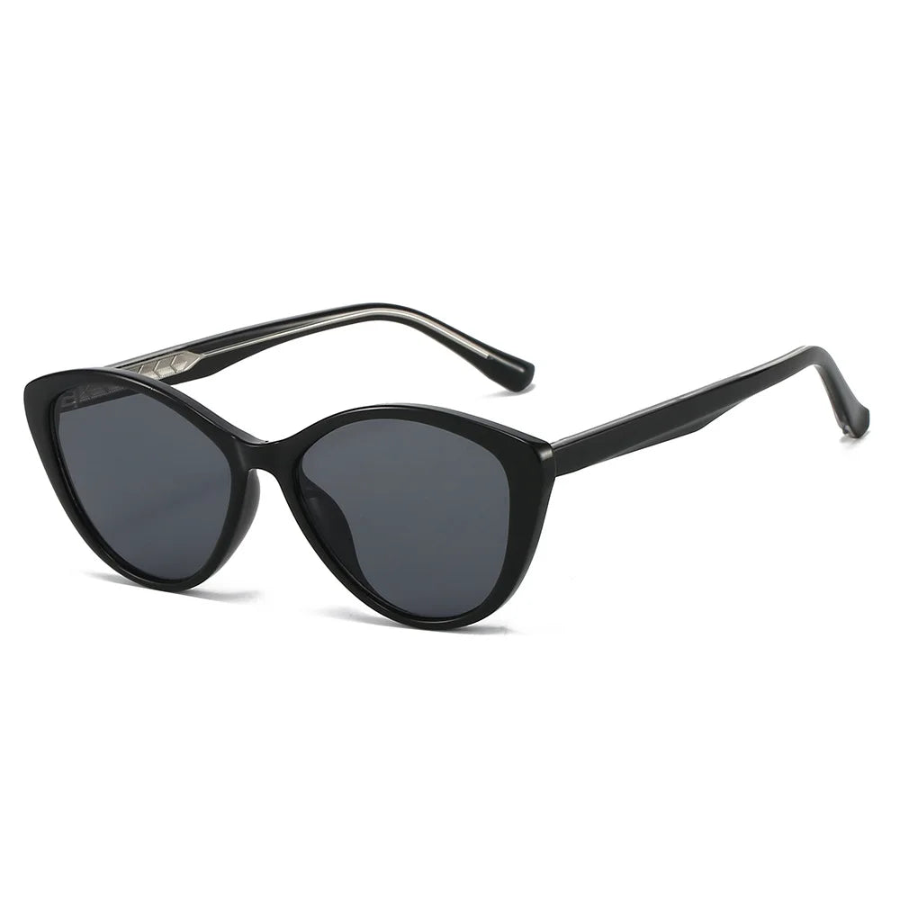 JNPCXI New TR90 Cat Eye Men Sunglasses Shades UV400 Fashion Green Oval Lens Women Punk Sun Glasses