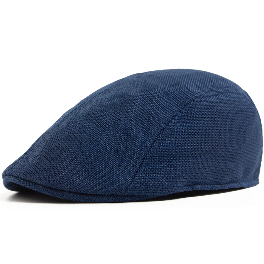 Men's Linen Flat Cap Spring Summer Vintage Visor Beret Breathable Ivy Newsboy Hat Women Fashion Cap Suitable For Small Slim Face
