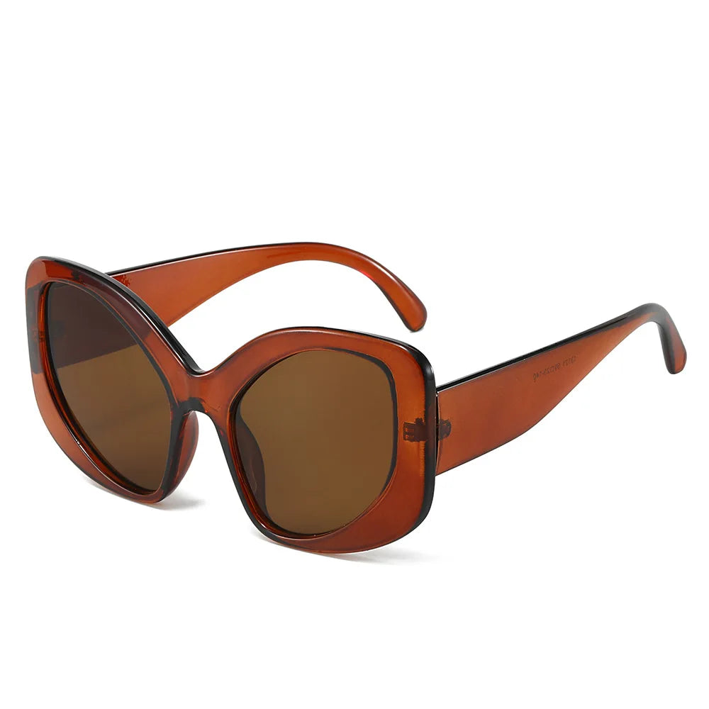 JNPCXI Fashion Oversized Cat Eye Women Sunglasses Shades UV400 Retro Men Matte Orange Candy Color Sun Glasses