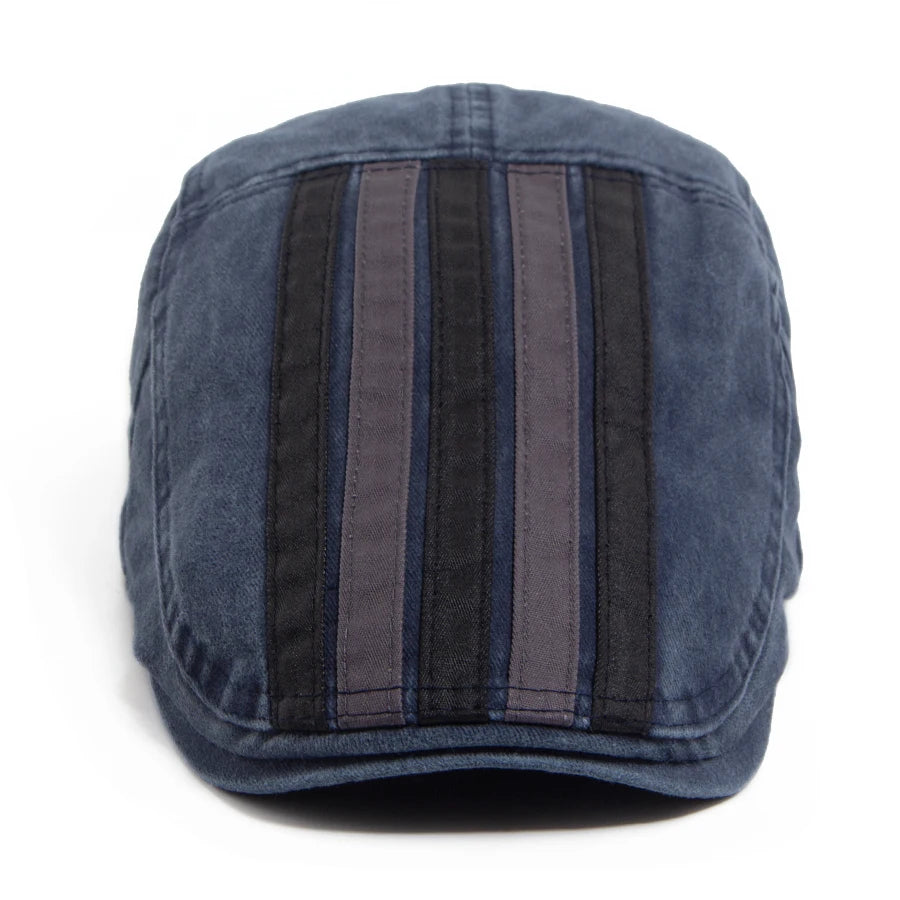 Vintage Newsboy Cap Men Fashion Five Bars Flat Hat Women Washed Berets Spring Summer Casual Visor Lvy Caps For Male Adjustable