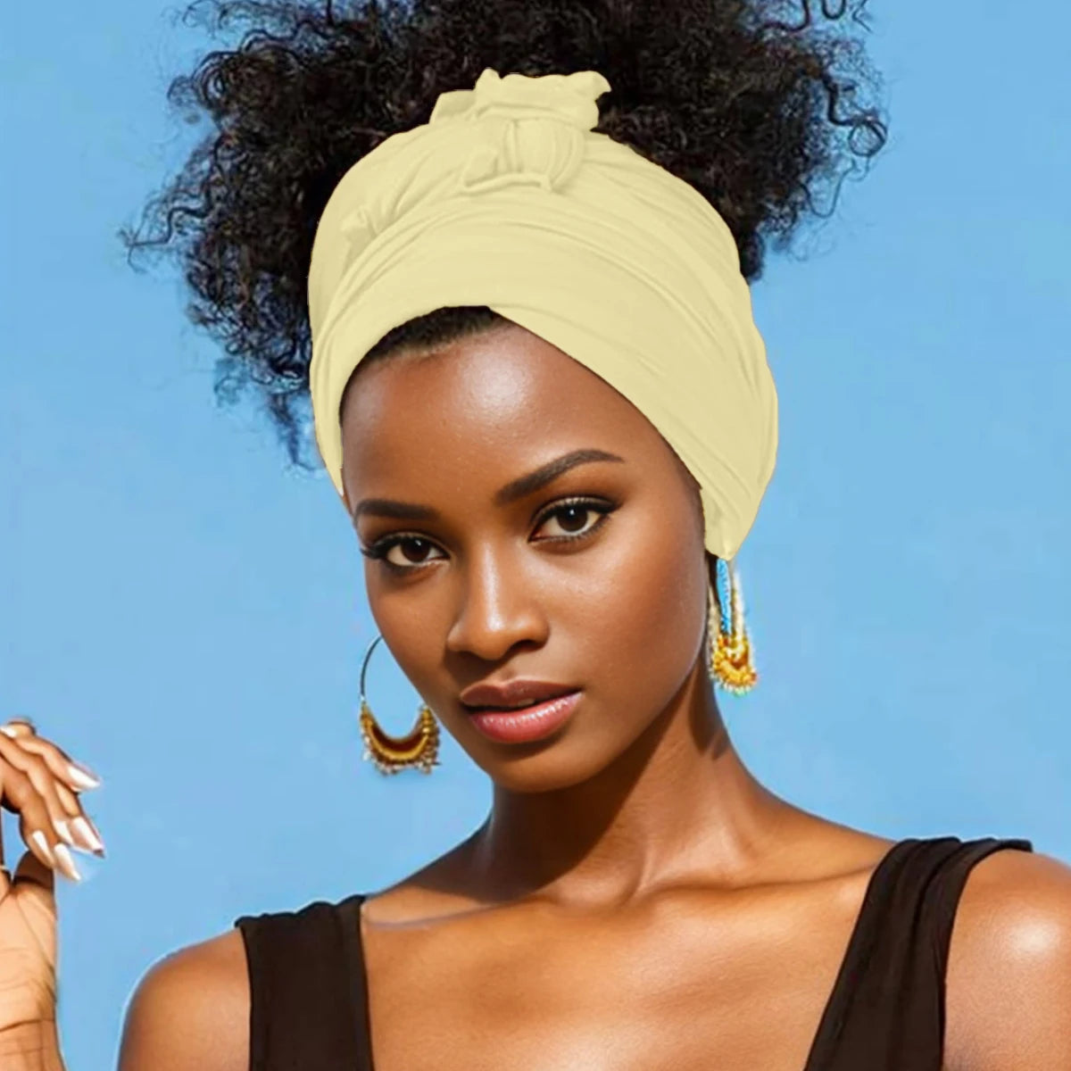 XXL stretch jersey turban african solid color super soft breathable headband