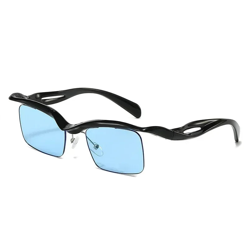 JNPCXI Retro Unique Rimless Square Sunglasses Fashion Ocean Lens Shades Brand Designer Men Punk Mirror Sun Glasses