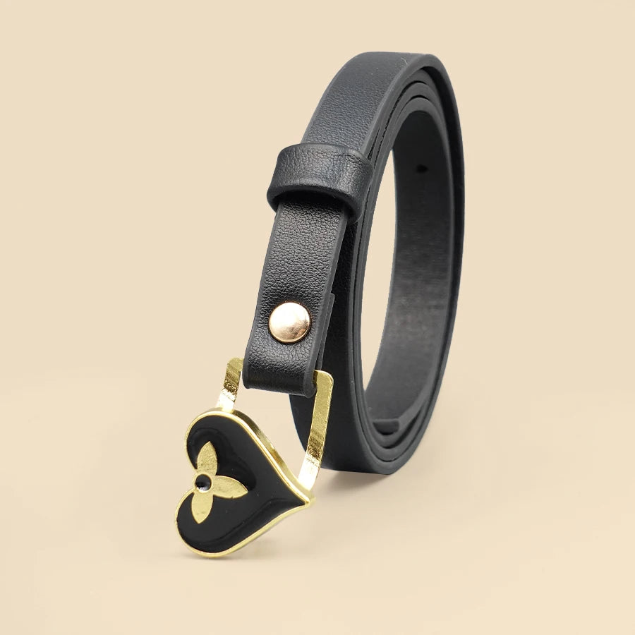 Black Heart-Shaped Fashionable Women's Slim Waist Belt, Y2K Style Personalized Simple Waist Belt, Girls' Skirt Dress Accessories