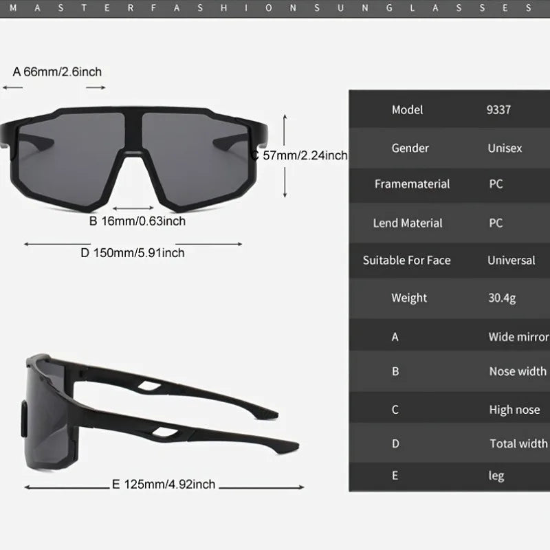 2PCS Large Frame One-Piece Mountain Bike Cycling Sunglasses Fashion Outdoor Sport Climbing Eye Protection Sun Glasses Tide