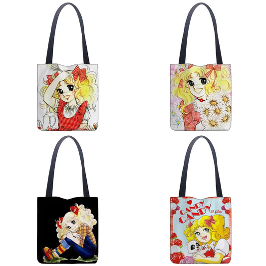 Cartoon Candy Handbag Women Linen Totes Underarm Handle Bag Lady Shop Travel Bag