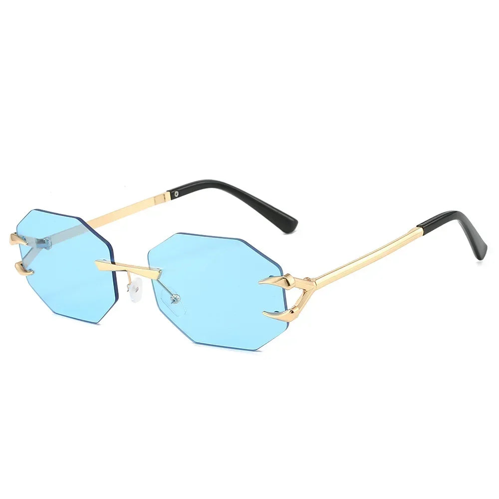 JNPCXI Retro Sunglasses Women Fashion Rimless Sun Glasses Men Shades Cutting Lens Ladies Frameless Eyeglasses