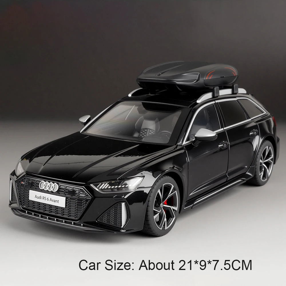 1:24 RS7 RS6 Miniature Car Model Diecast Alloy Toy Front Wheel Steering with Sound Light Pull Back Vehice Bookshelf Collectibles