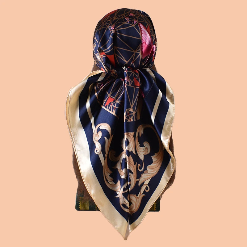 1PC Simple Butterfly Print Silk Satin Square Scarf Women's Hair Accessory Spring New Style Versatile