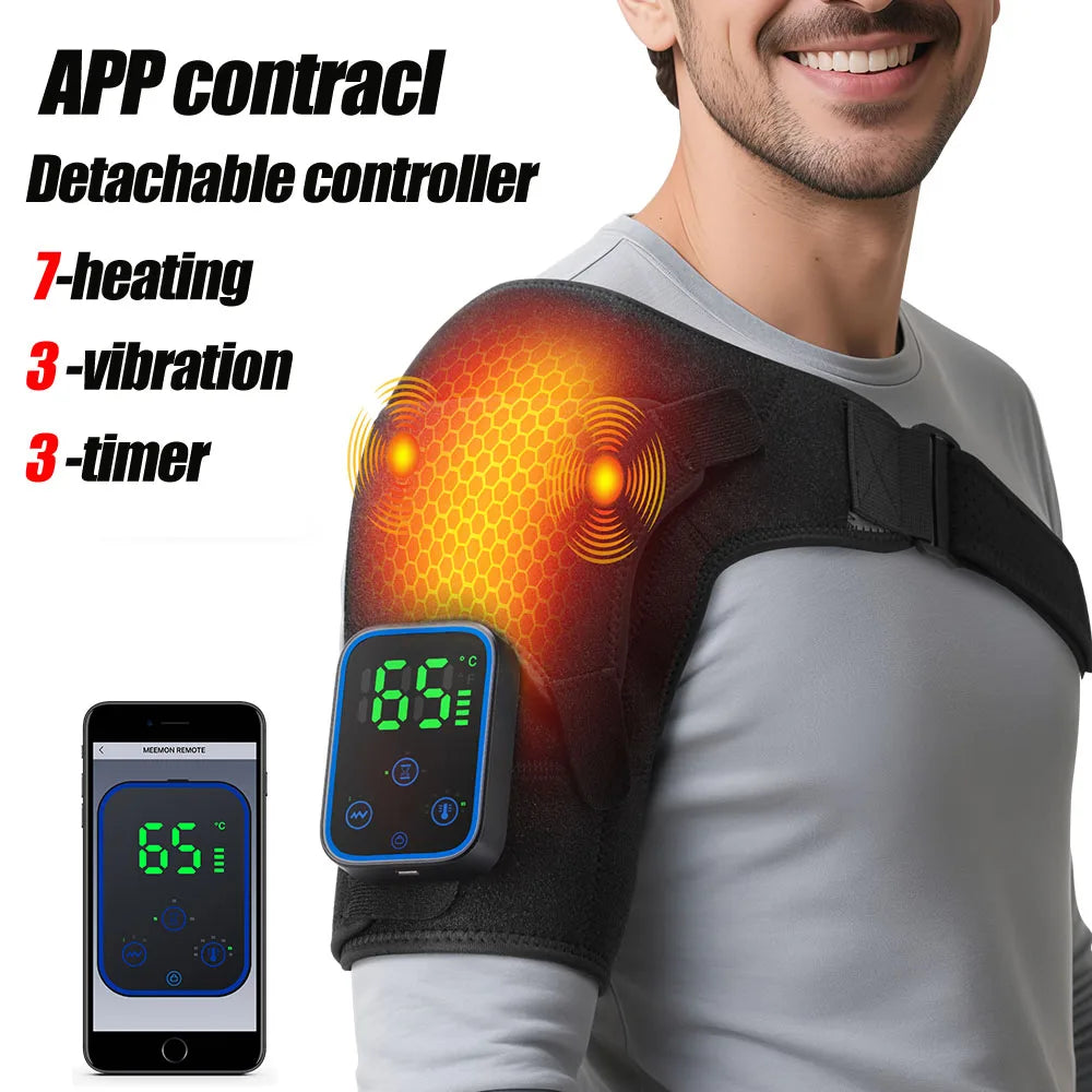 Wireless Shoulder Massage Belt APP Control Heating Vibration Shoulder Arm Muscle Relaxation Support Wrap Shoulder Protective