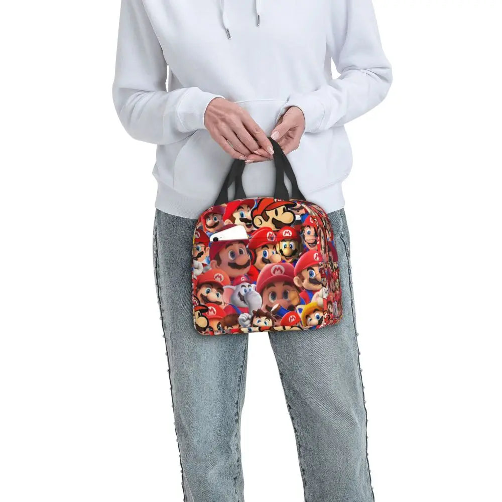 Custom Mario Super Bros Insulated Lunch Bag Reusable Thermal Cooler Lunch Box M5