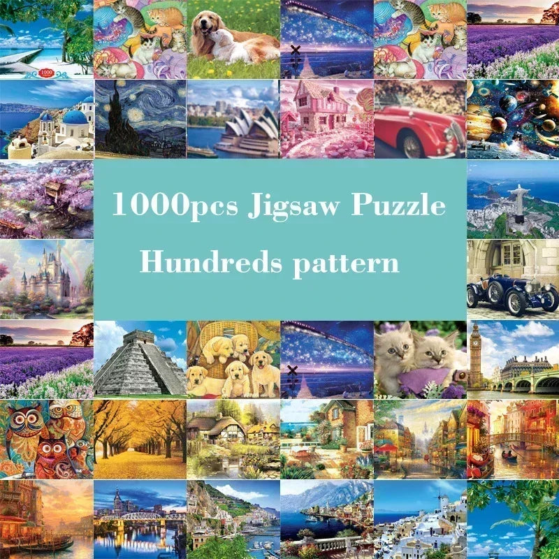 75*50cm 1000PCS Paper Jigsaw Puzzle Landscape Famous Painting Puzzle Character Series Series Home Decaoration Gift