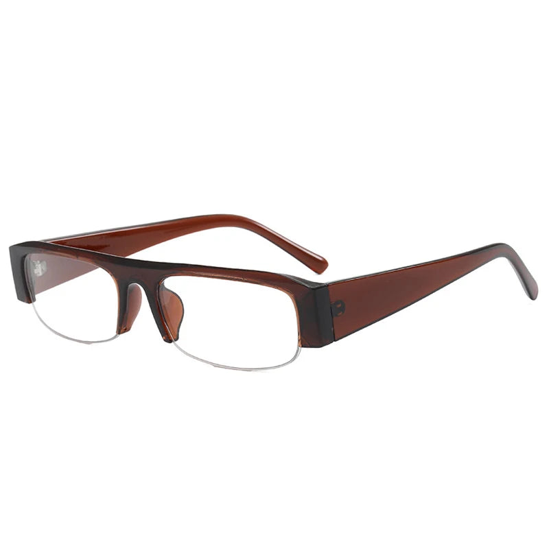 JNPCXI Vintage Small Rectangle Sunglasses Women Shades UV400 Fashion Clear Lens Men Half Frame Eyewear