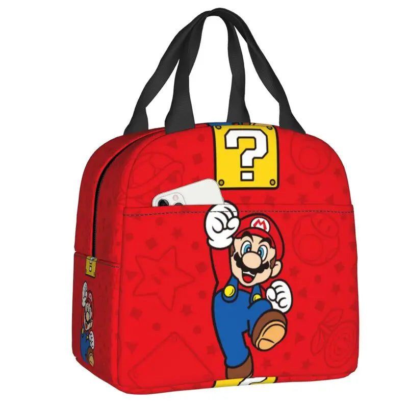 Custom Mario Super Bros Insulated Lunch Bag Reusable Thermal Cooler Lunch Box M8