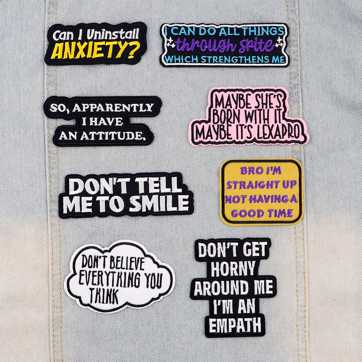 Letters Embroidery Patch Funny Quotes Iron On Patches For Clothing Thermoadhesive Patches On Clothes DIY Sew Badges