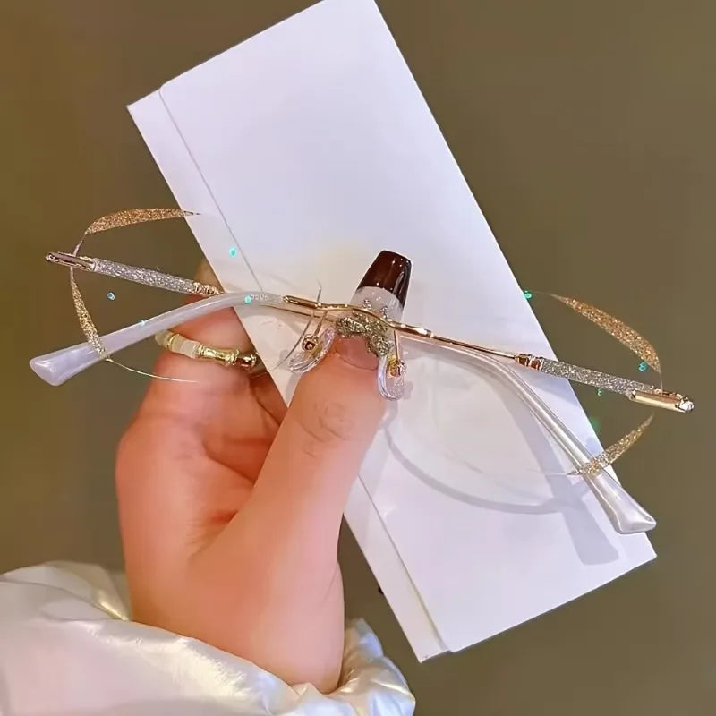 2 Pairs of Frameless Edge Cut Fashionable Women's Casual Business Flat Bottom Glasses Suitable for Daily Use Reading