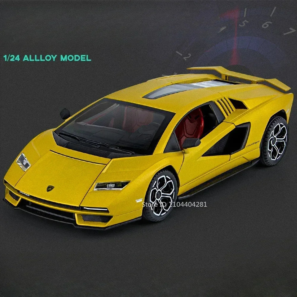 1/24 AVENTEDOR SVJ63 Countach Sports Car Alloy Model Toys Diecasts & Toy Vehicles Sound and Light Collection for Kids Boys Gifts