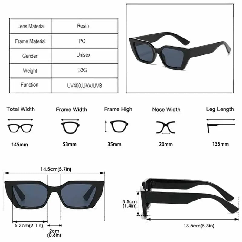 JNPCXI Small Rectangle Women Fashion Sunglasses Gradient Ocean Color Double Color Retro Shades UV400 Men Sun Glasses