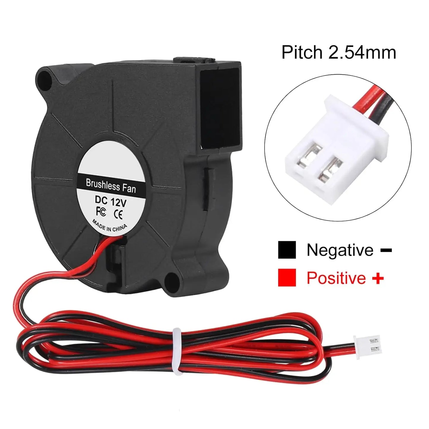 4pcs 50mm 5015 Blower Fan 12V Fans Blower Turbine Turbo Dual Ball Bearing, 1000mm/39in Cable Brushless Cooling 50mmx15mm 2PIN