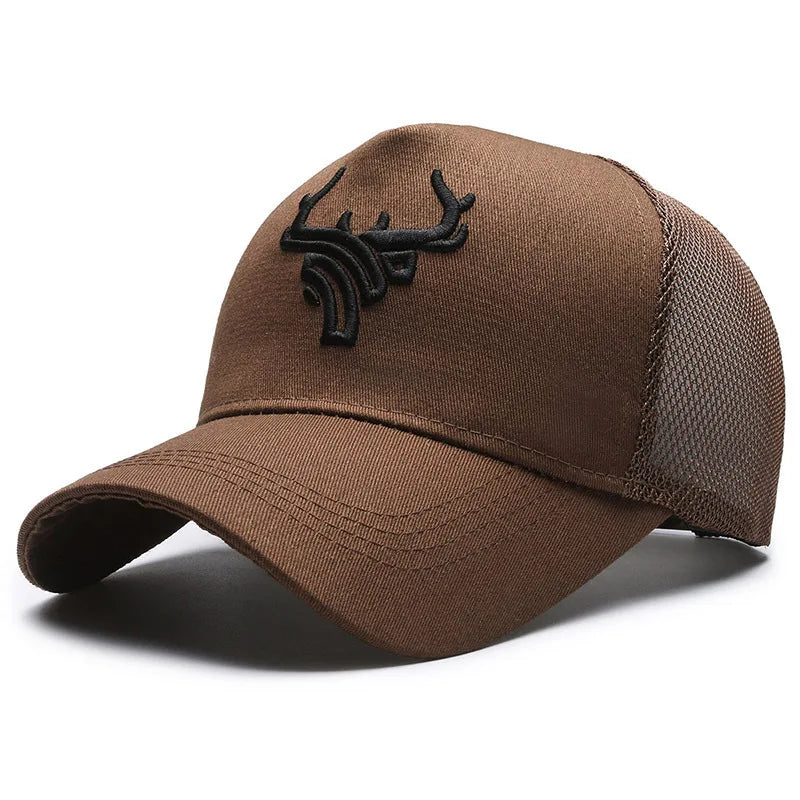 Animal Antlers Embroidery Baseball Net Cap Season Outdoor Adjustable Casual Hats