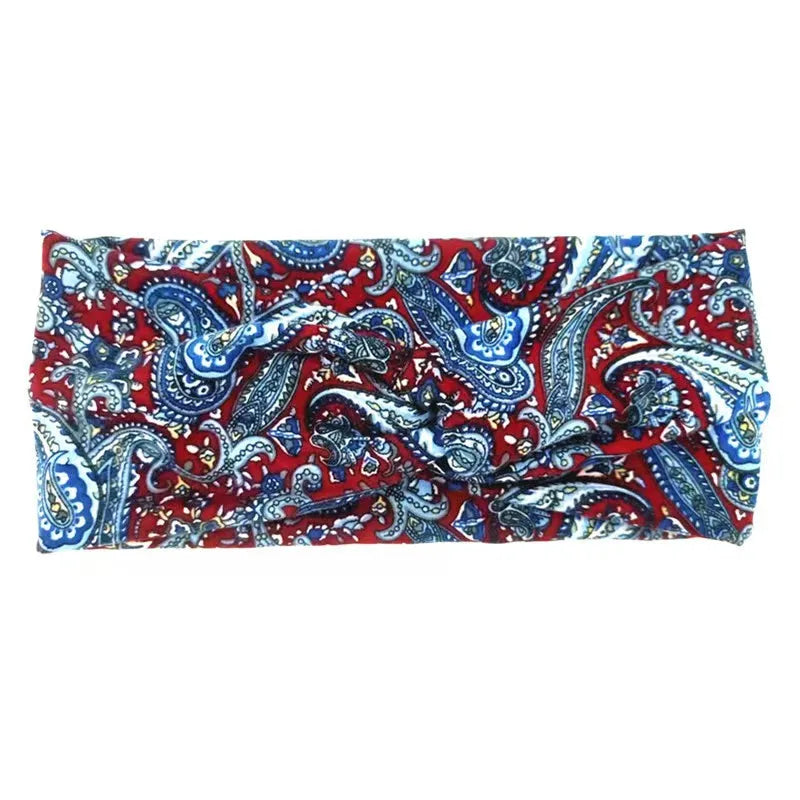 Paisley Cashew flowers hair band Pilates Elastic Yoga Headband fitness Running Cycling Sweatband Turban Makeup Hair Hoop Makeup