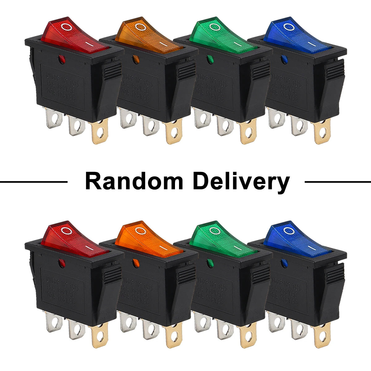 16PCS AC 16A/250V 20A/125V 3 Pin Switch 2 Position Red Light On Off SPST Boat AC Rocker Switch KCD3 Switch