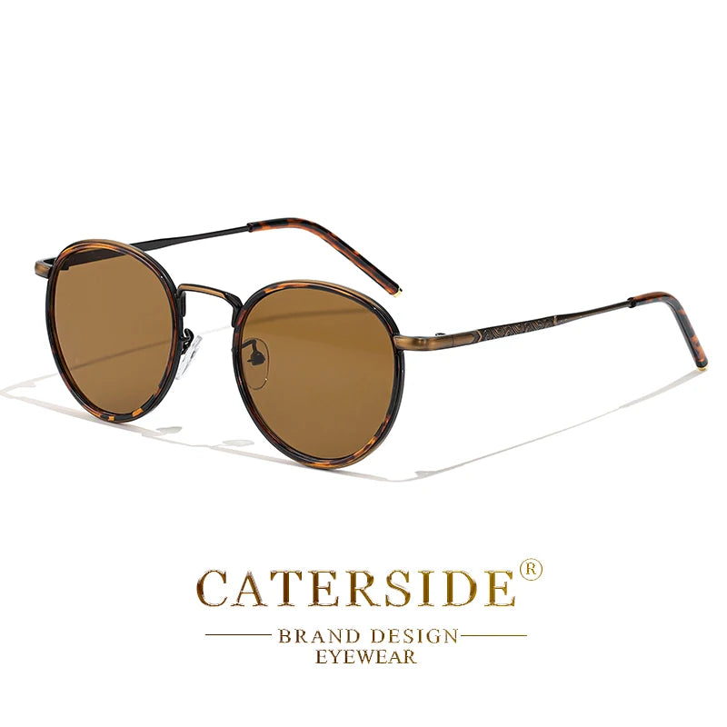 CATERSIDE Retro Round Sunglasses Men's Punk Metal Frame Brand Design Sun Glasses for Women's Party Travel Eyewear Business UV400