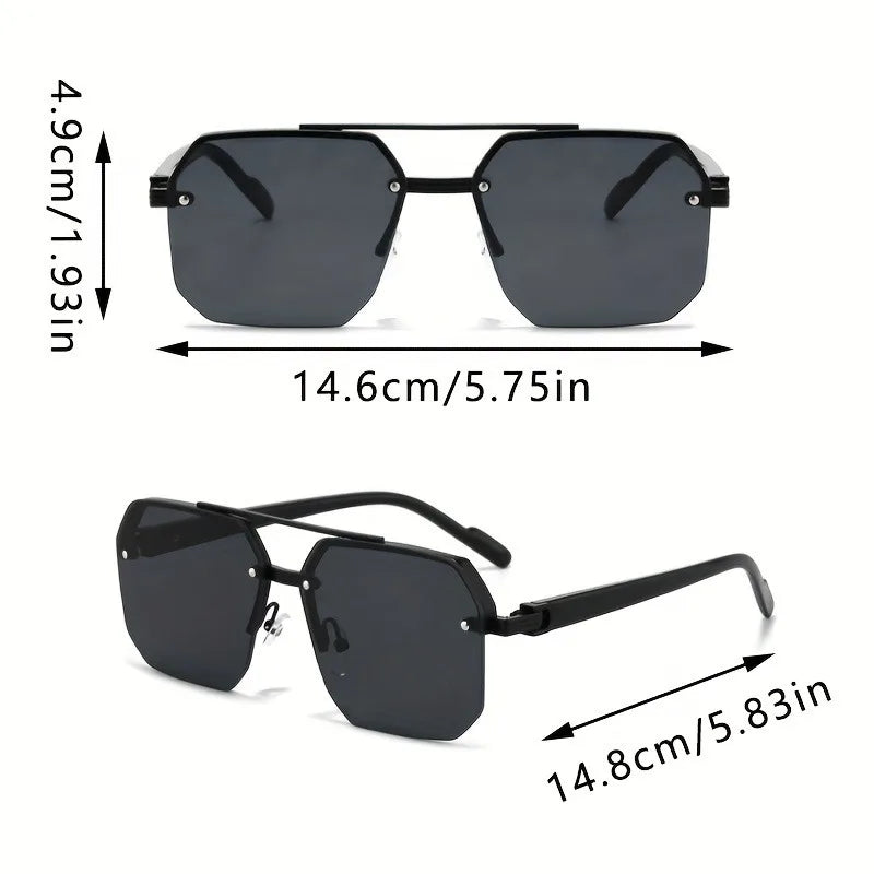 A Pair of Men'S Metal And Various Occasions.Double-Bridge Vintage Business Classic Elegant Casual Fashion Glasses Suitable