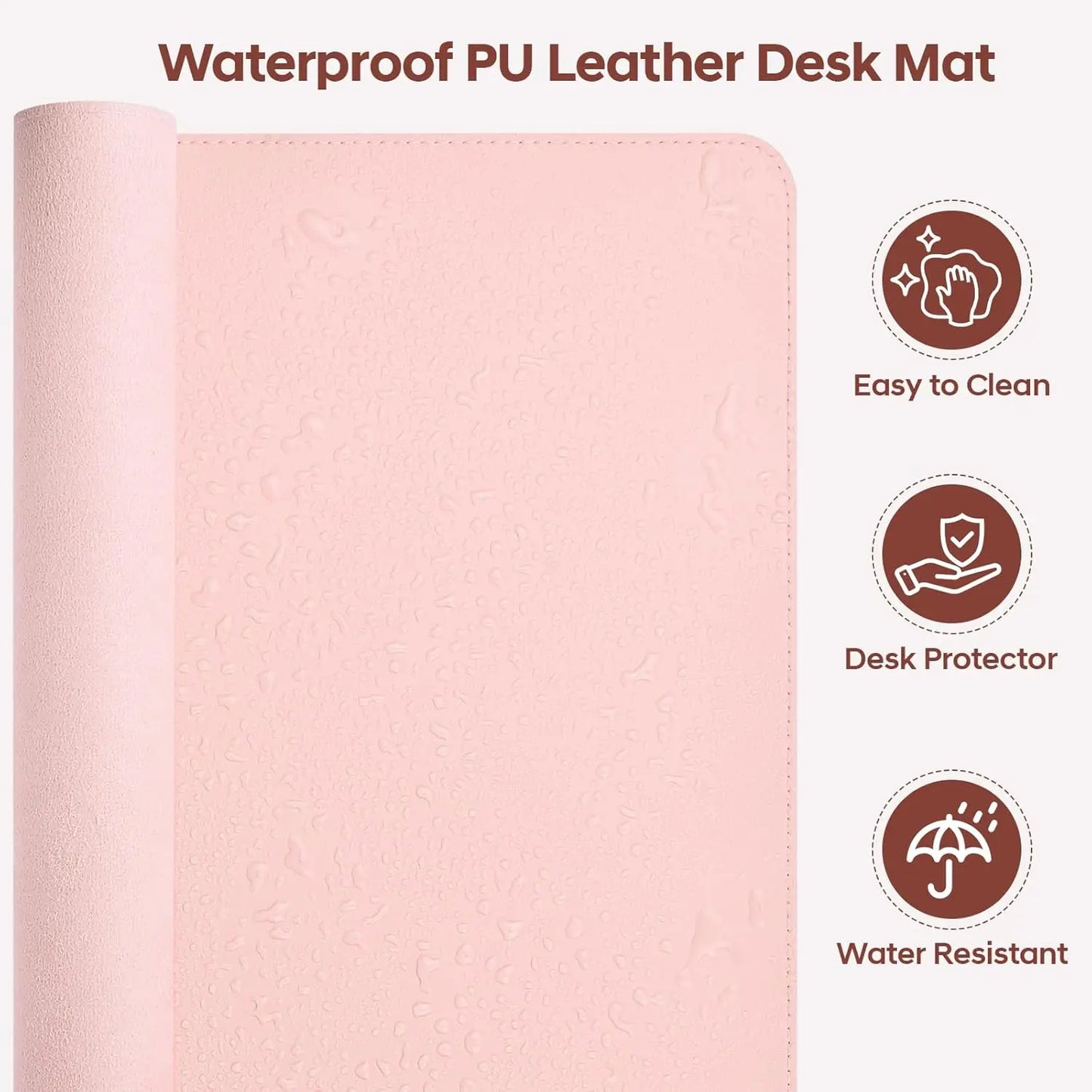 Mouse Pad Large ,PU Desk Pad , Office Desk Mat, Non-Slip PU Leather Desk Blotter, Computer Desk Pad for Office and School