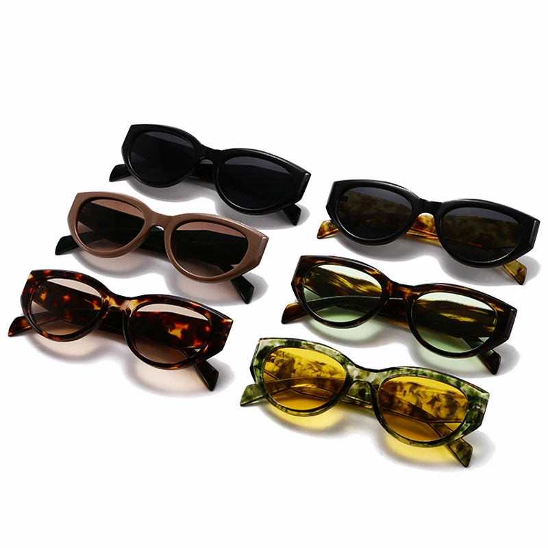 JNPCXI Retro Cat Eye Women Sunglasses Fashion Green Candy Color Shades UV400 Men Trending Rivets Punk Sun Glasses